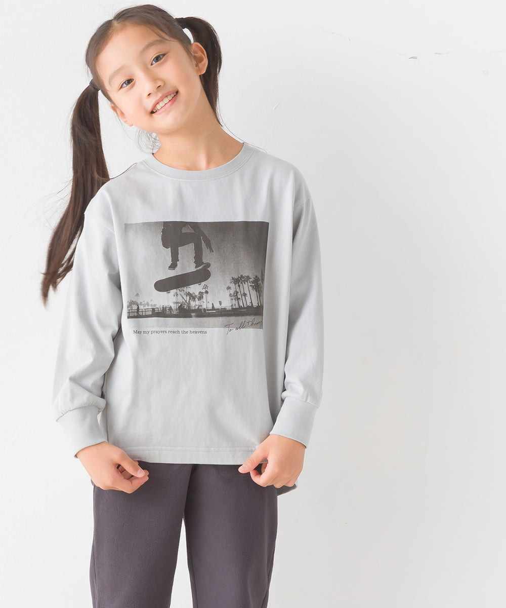 【OMNES】キッズコクーンシルエットプリント長袖Tシャツ【1523-5413】