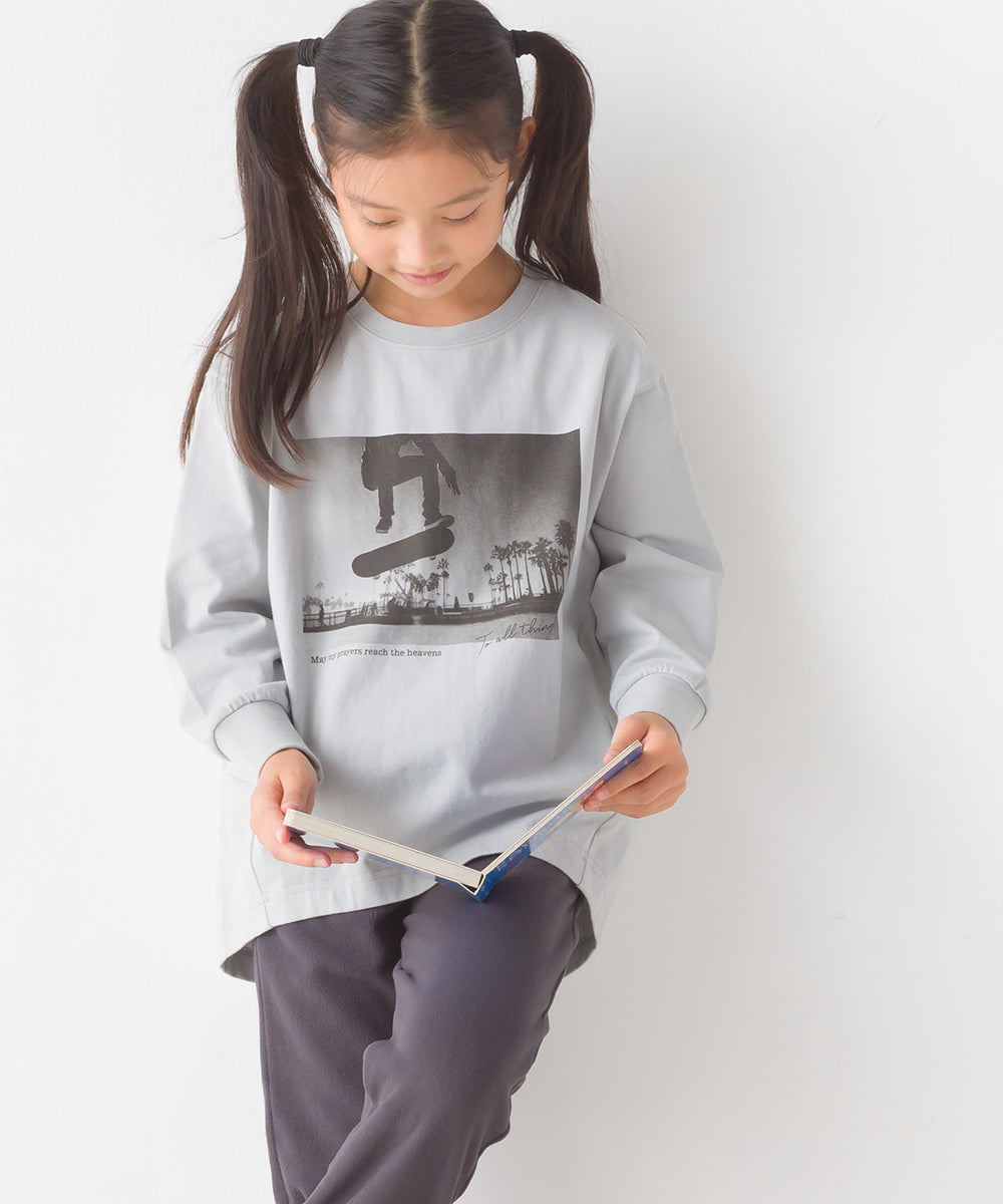 【OMNES】キッズコクーンシルエットプリント長袖Tシャツ【1523-5413】