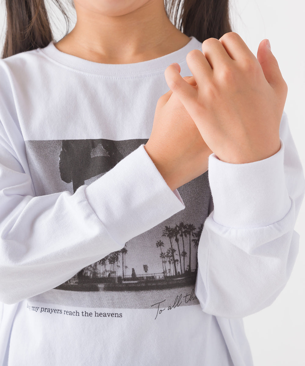 【OMNES】キッズコクーンシルエットプリント長袖Tシャツ【1523-5413】