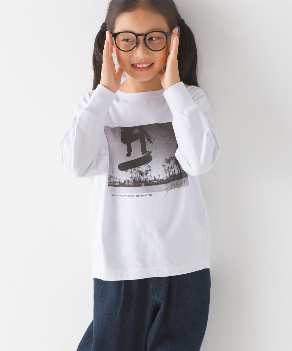 【OMNES】キッズコクーンシルエットプリント長袖Tシャツ【1523-5413】