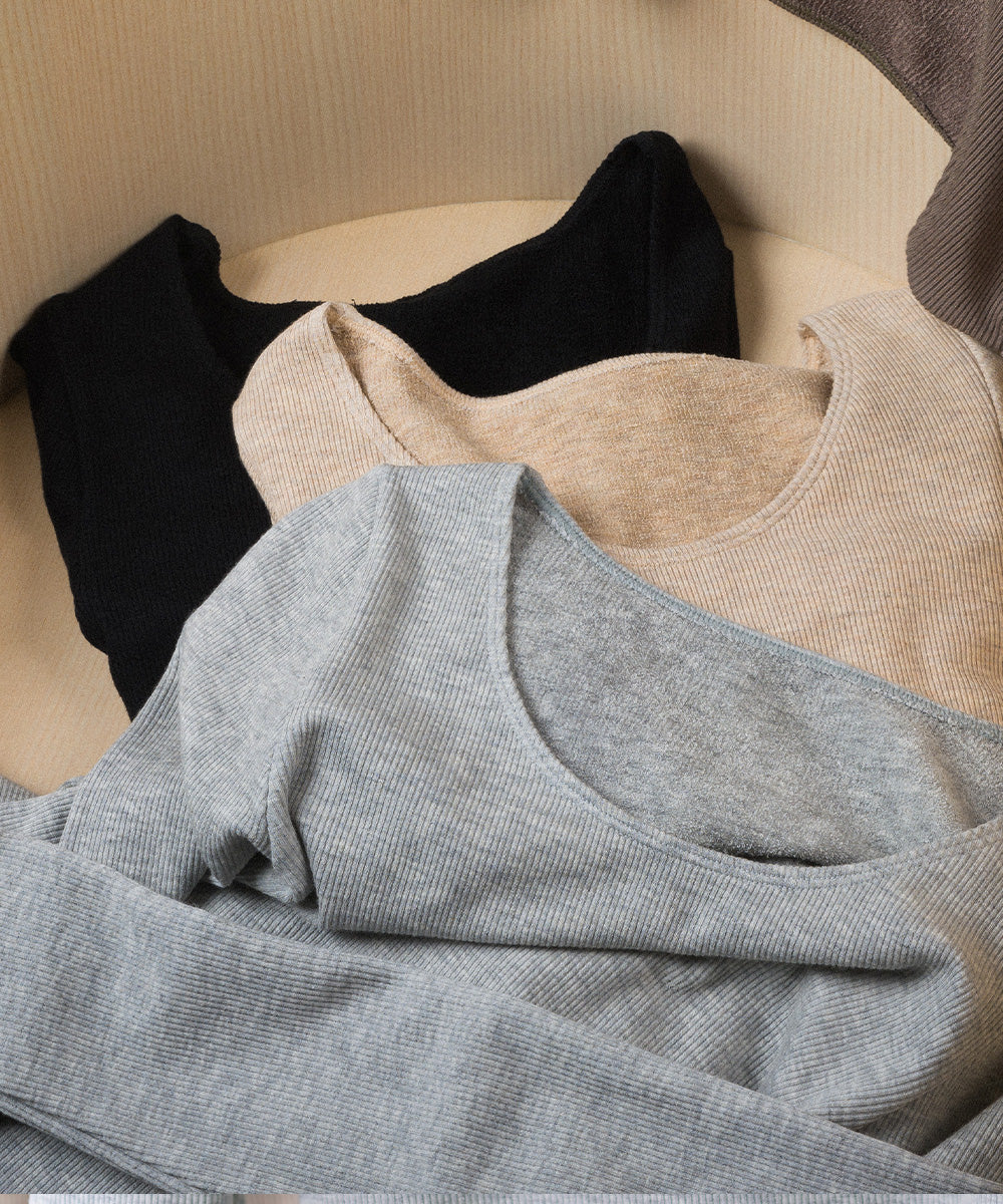 【OMNES】もちもち裏パイルUネック長袖Tシャツ【1523-5461】