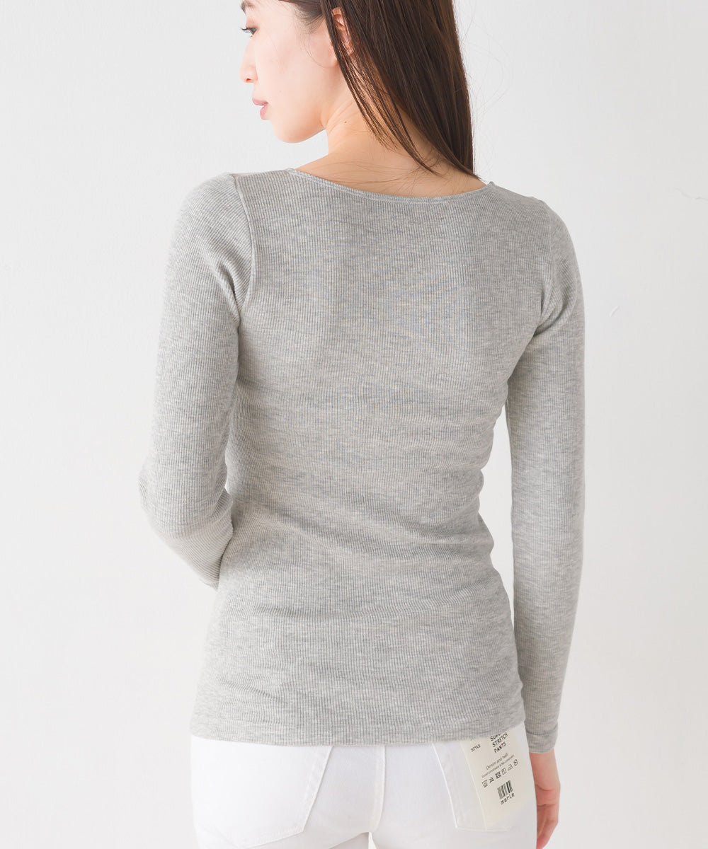 【OMNES】もちもち裏パイルUネック長袖Tシャツ【1523-5461】