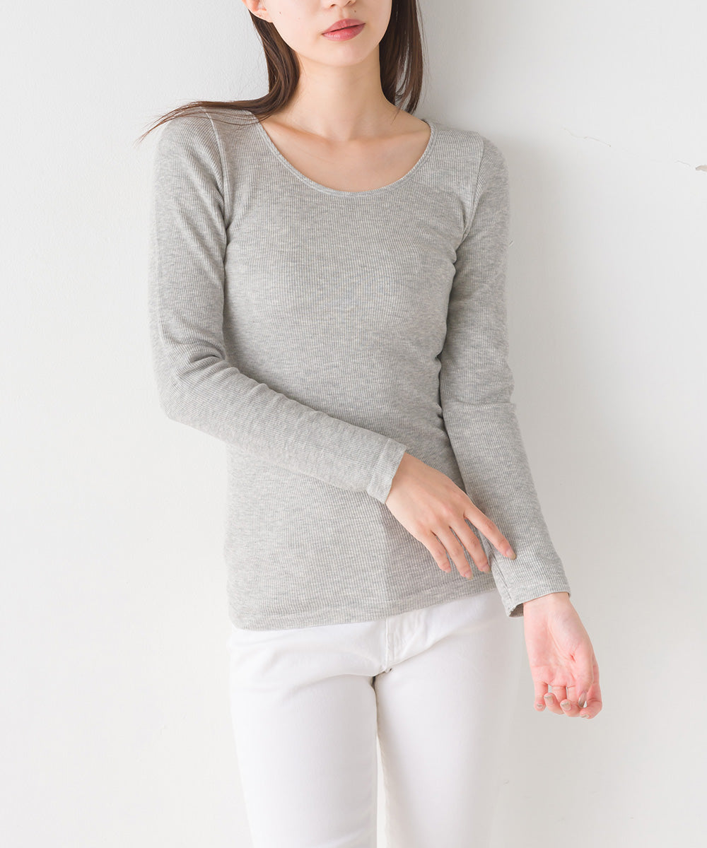 【OMNES】もちもち裏パイルUネック長袖Tシャツ【1523-5461】
