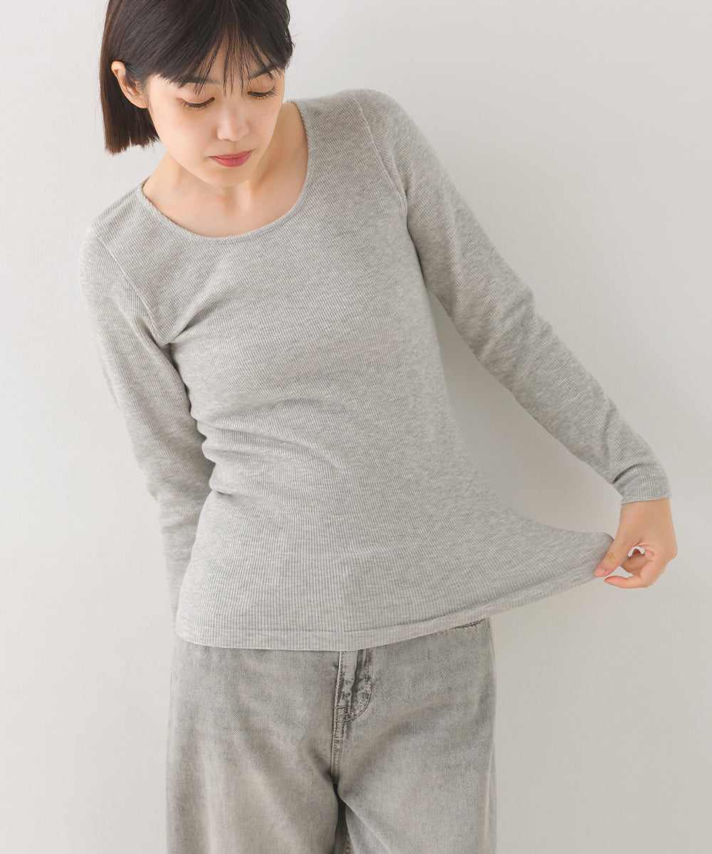 【OMNES】もちもち裏パイルUネック長袖Tシャツ【1523-5461】
