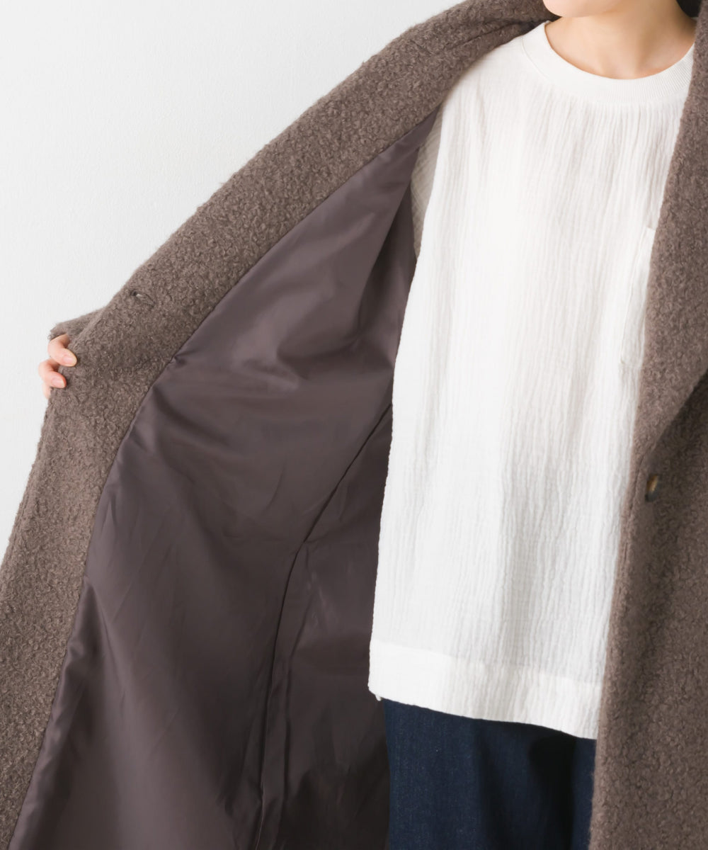 【OMNES】フェイクリングウール シングルチェスターコート【1523-7183】