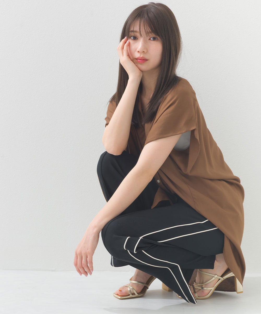 【OMNES】ダンボールニットスリット付きライントラックパンツ【1524-2166】