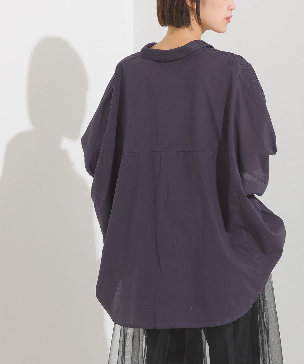 【OMNES】コットンキャンブリックタックドルマンシャツ 半袖【1524-4185】