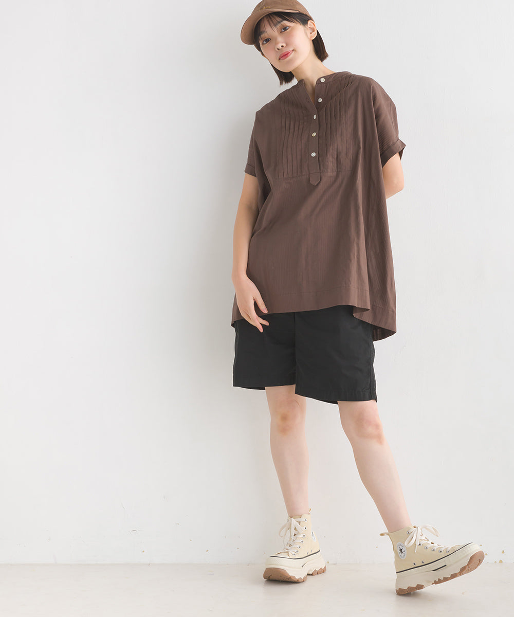 【OMNES】コットンドビータックフレンチスリーブブラウス【1524-4186】