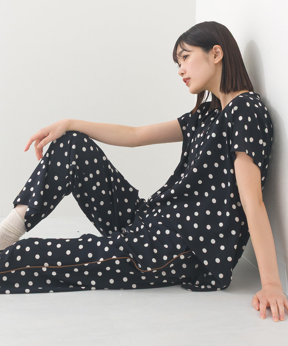 【OMNES】レーヨンフレンチスリーブバンドカラーシャツ【1524-4196】