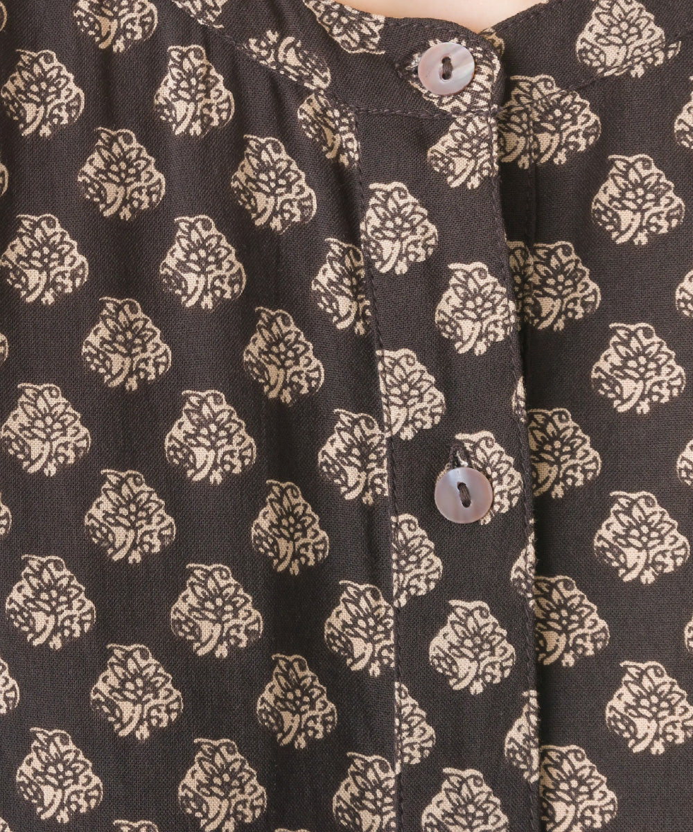 【OMNES】レーヨンフレンチスリーブバンドカラーシャツ【1524-4196】