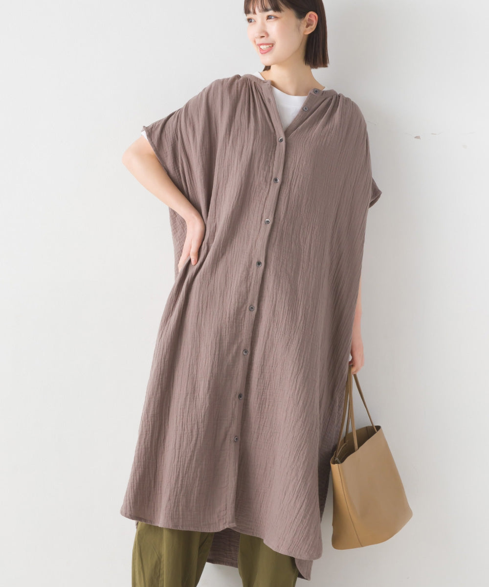 【OMNES】ダブルガーゼフレンチスリーブロングシャツ【1524-4201】