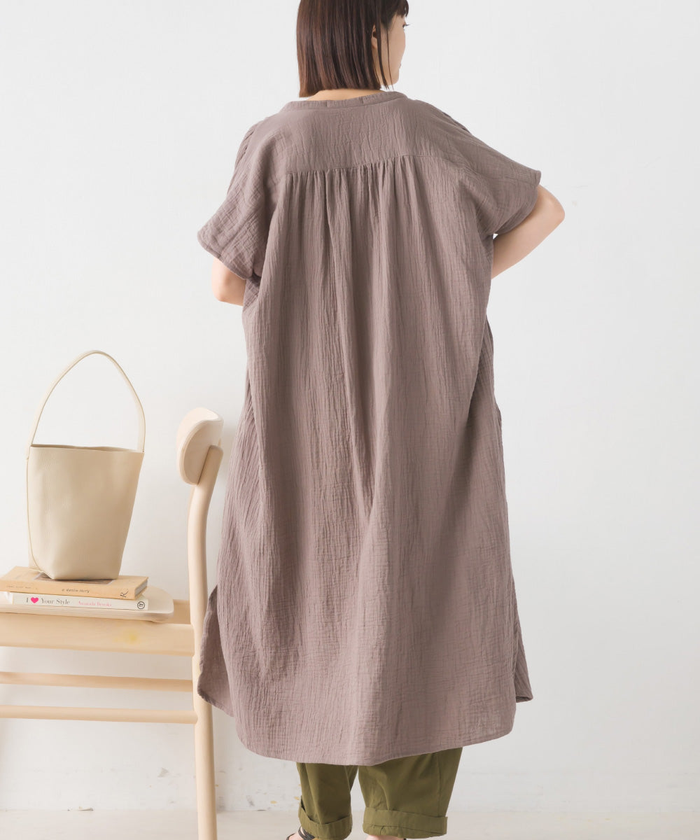 【OMNES】ダブルガーゼフレンチスリーブロングシャツ【1524-4201】