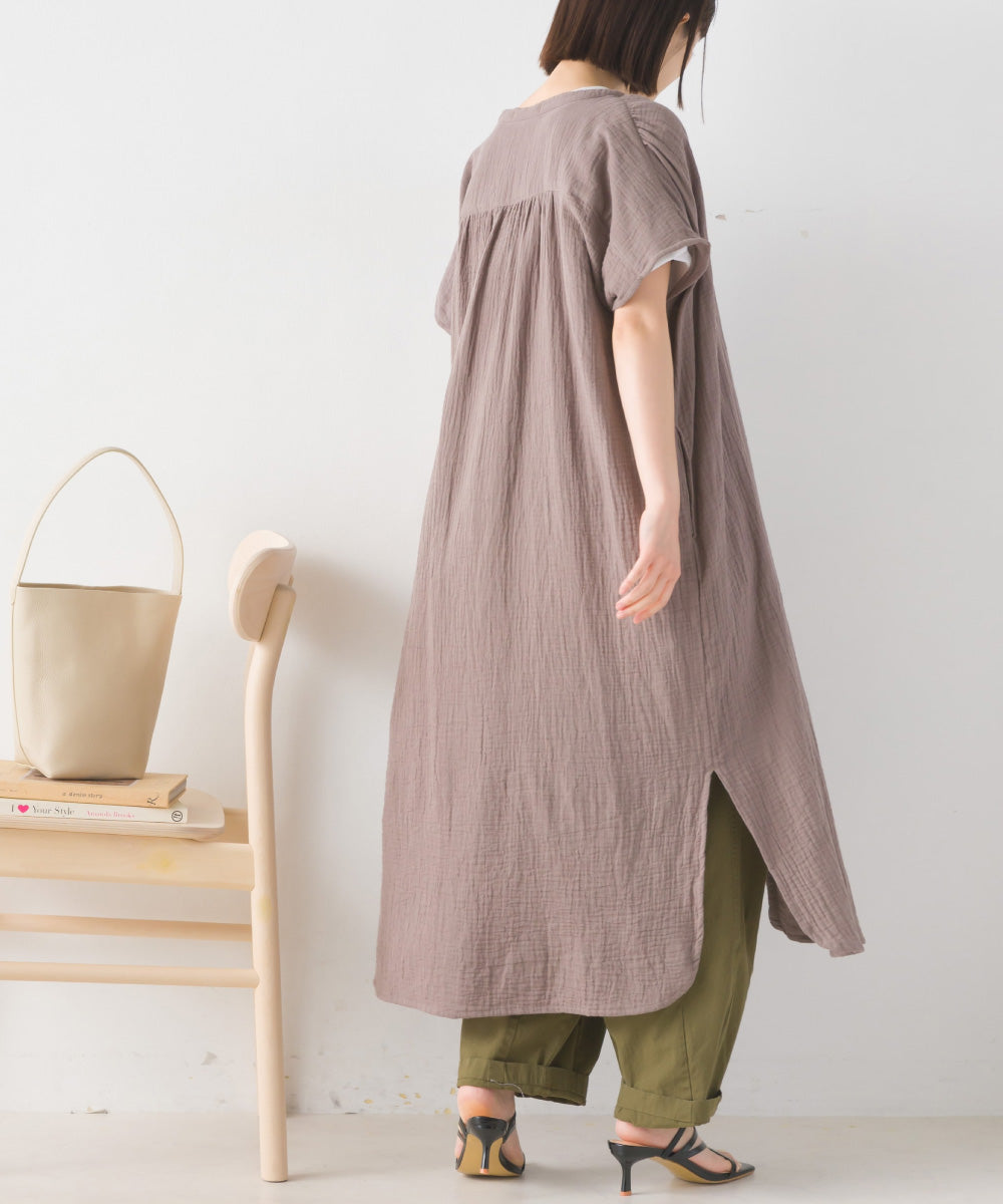 【OMNES】ダブルガーゼフレンチスリーブロングシャツ【1524-4201】