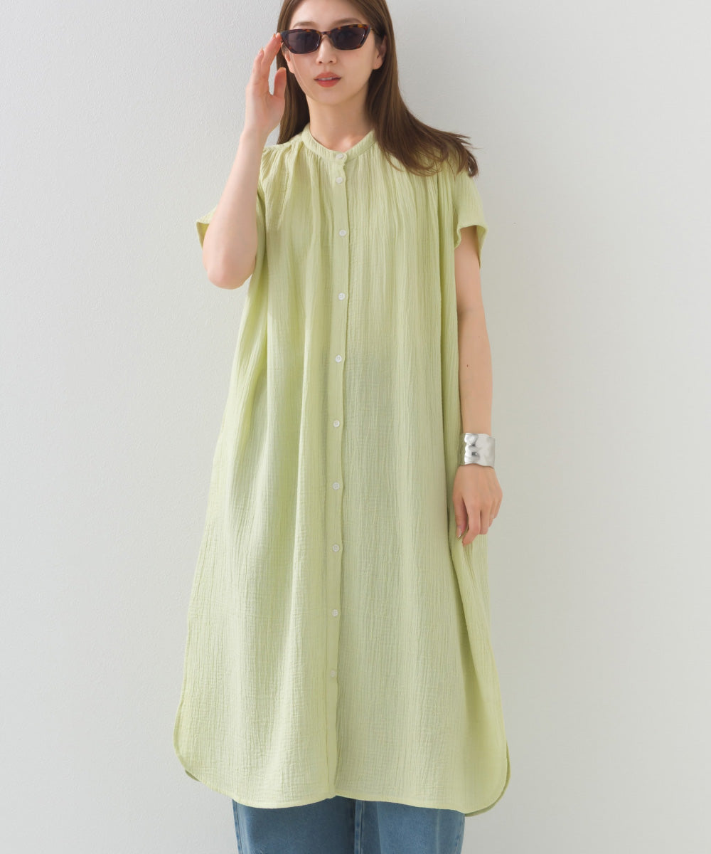 【OMNES】ダブルガーゼフレンチスリーブロングシャツ【1524-4201】