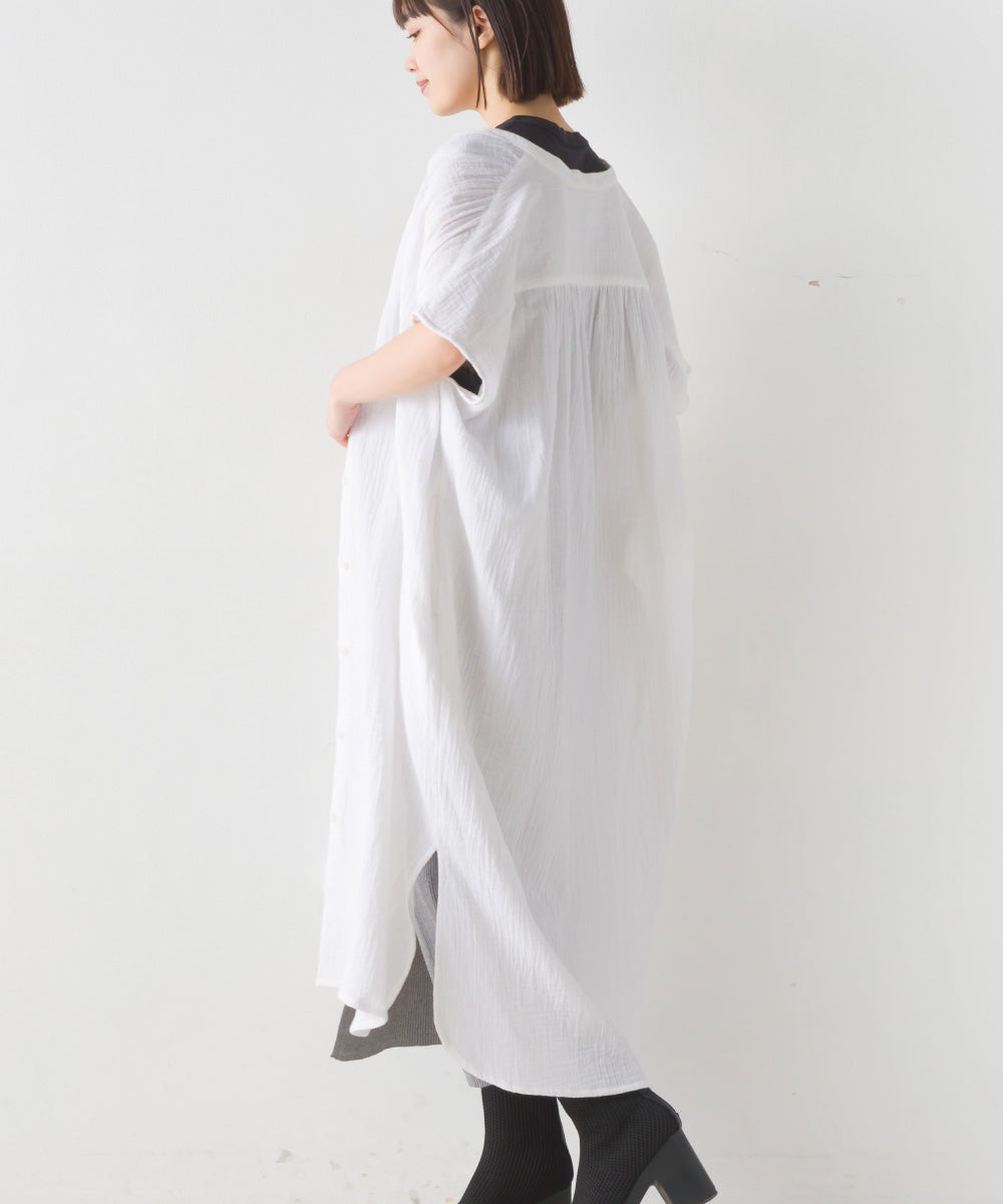 【OMNES】ダブルガーゼフレンチスリーブロングシャツ【1524-4201】