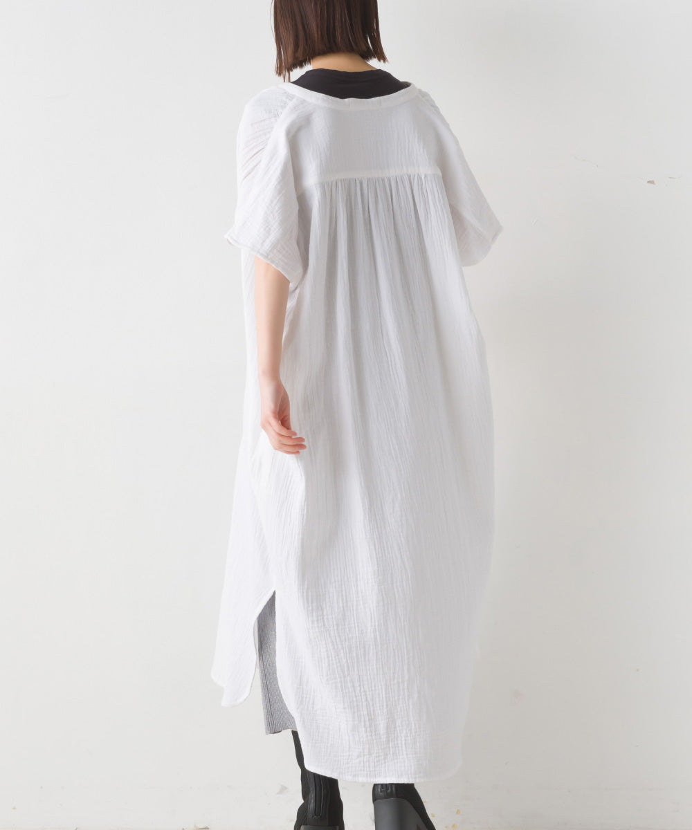 【OMNES】ダブルガーゼフレンチスリーブロングシャツ【1524-4201】