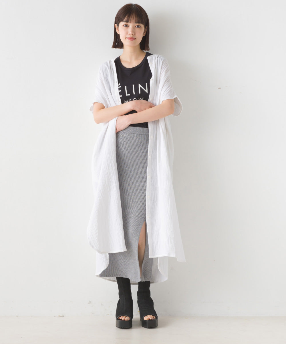 【OMNES】ダブルガーゼフレンチスリーブロングシャツ【1524-4201】