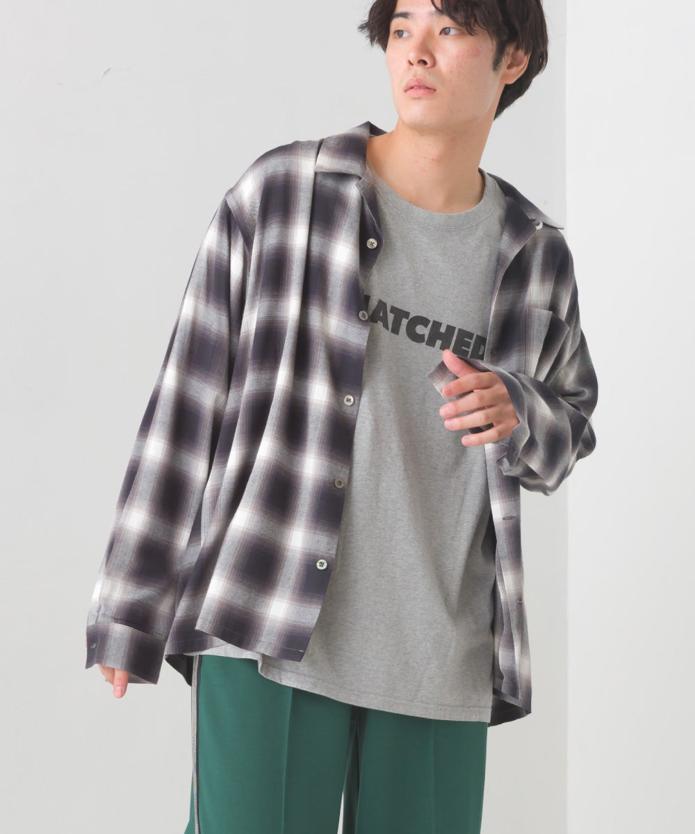 【OMNES】メンズオンブレチェックシャツ【1524-4215】