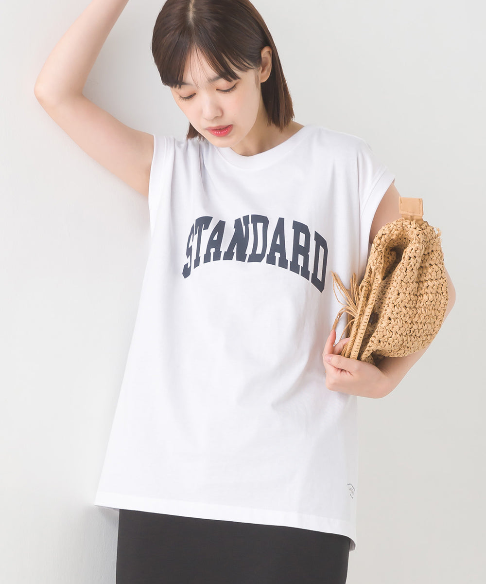 【OMNES】バイオポリウォッシュノースリーブプリントTシャツ【1524-5515】