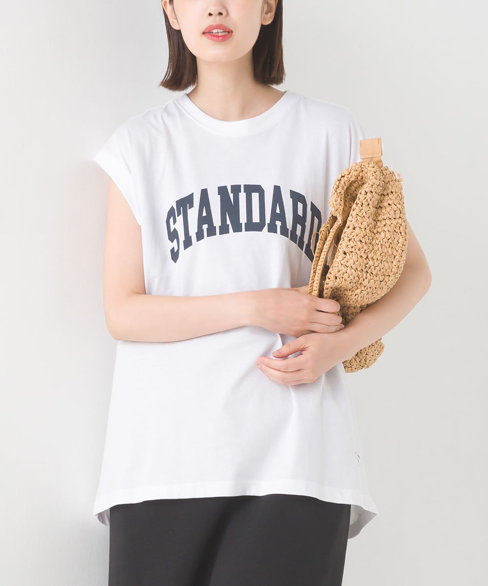 【OMNES】バイオポリウォッシュノースリーブプリントTシャツ【1524-5515】