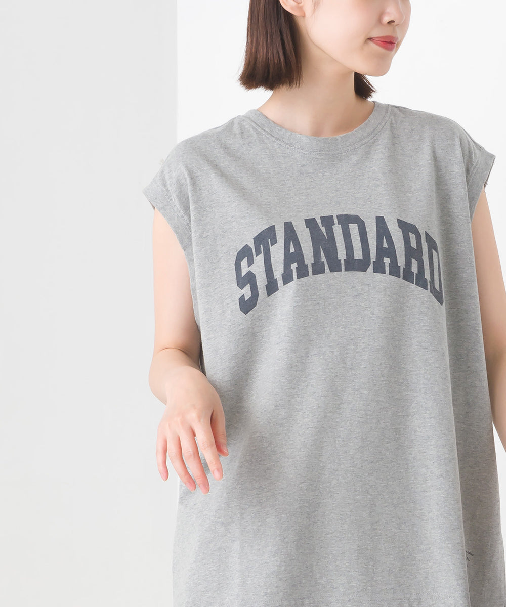 【OMNES】バイオポリウォッシュノースリーブプリントTシャツ【1524-5515】
