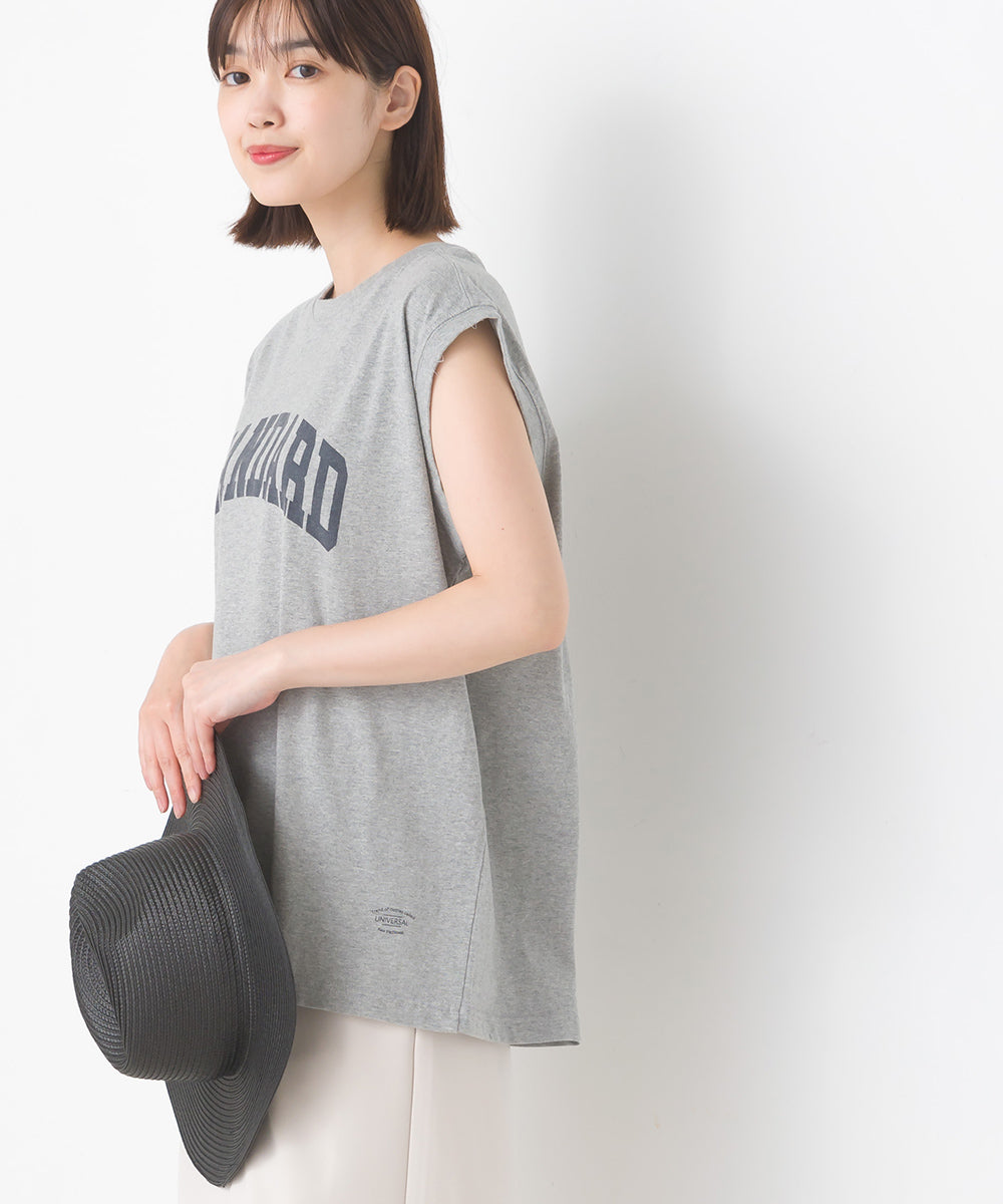 【OMNES】バイオポリウォッシュノースリーブプリントTシャツ【1524-5515】