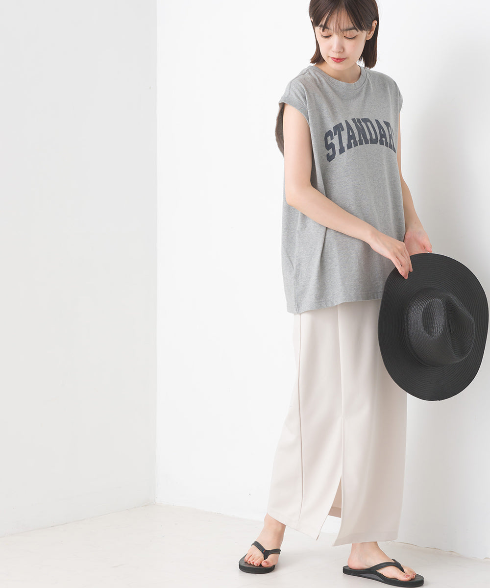 【OMNES】バイオポリウォッシュノースリーブプリントTシャツ【1524-5515】