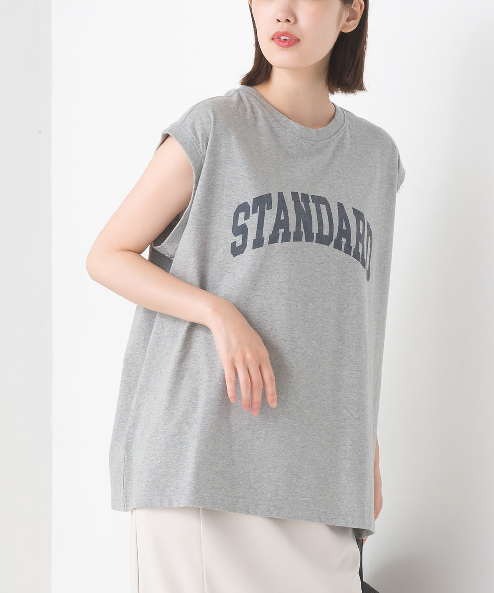【OMNES】バイオポリウォッシュノースリーブプリントTシャツ【1524-5515】