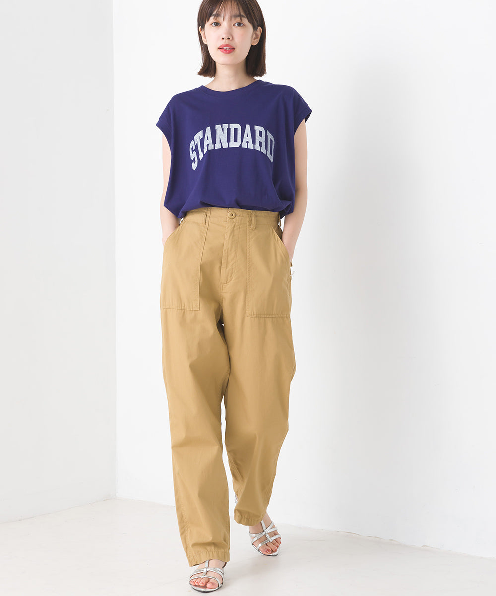 【OMNES】バイオポリウォッシュノースリーブプリントTシャツ【1524-5515】