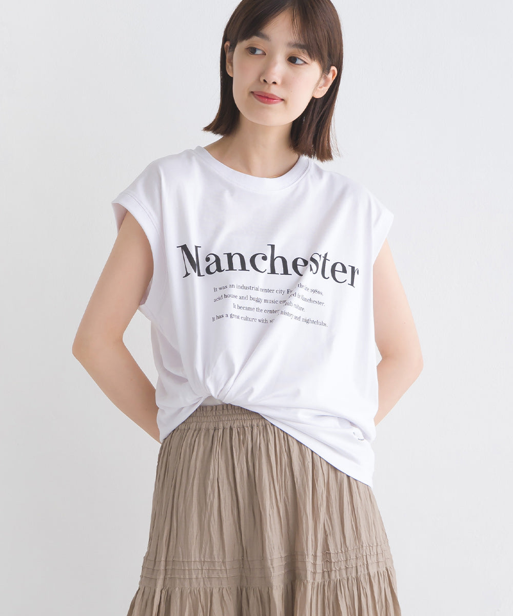 【OMNES】バイオポリウォッシュノースリーブプリントTシャツ【1524-5515】