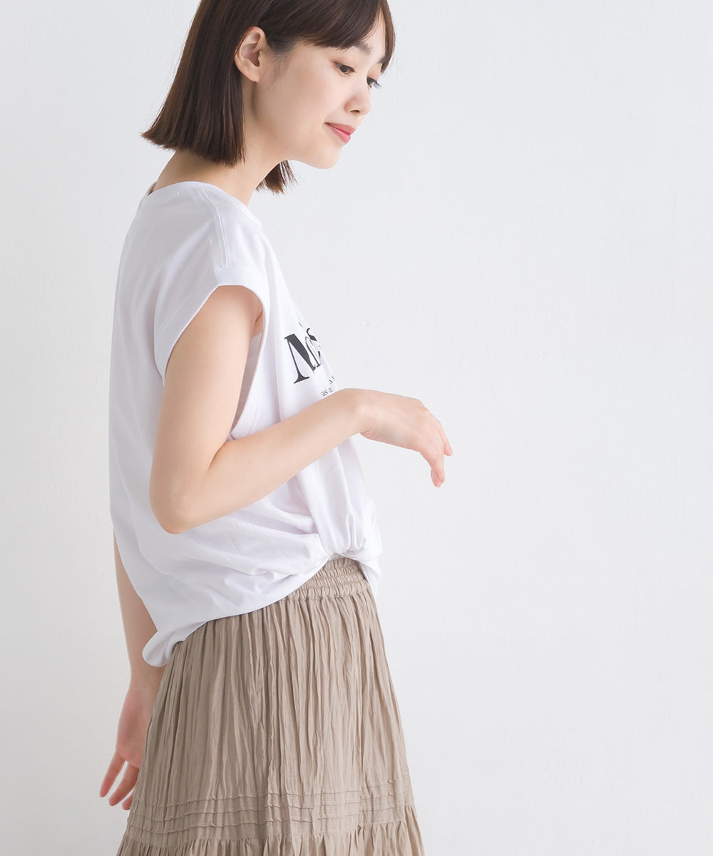 【OMNES】バイオポリウォッシュノースリーブプリントTシャツ【1524-5515】