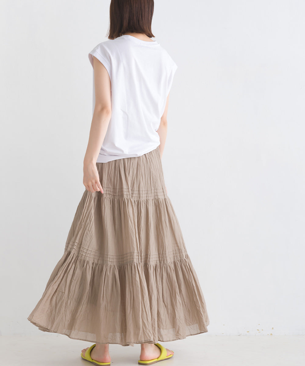 【OMNES】バイオポリウォッシュノースリーブプリントTシャツ【1524-5515】