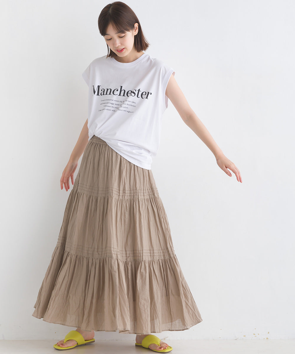 【OMNES】バイオポリウォッシュノースリーブプリントTシャツ【1524-5515】