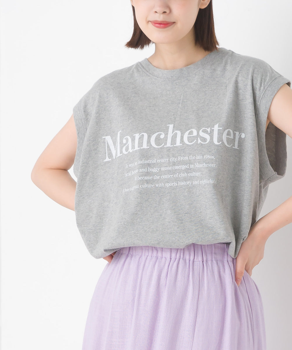 【OMNES】バイオポリウォッシュノースリーブプリントTシャツ【1524-5515】