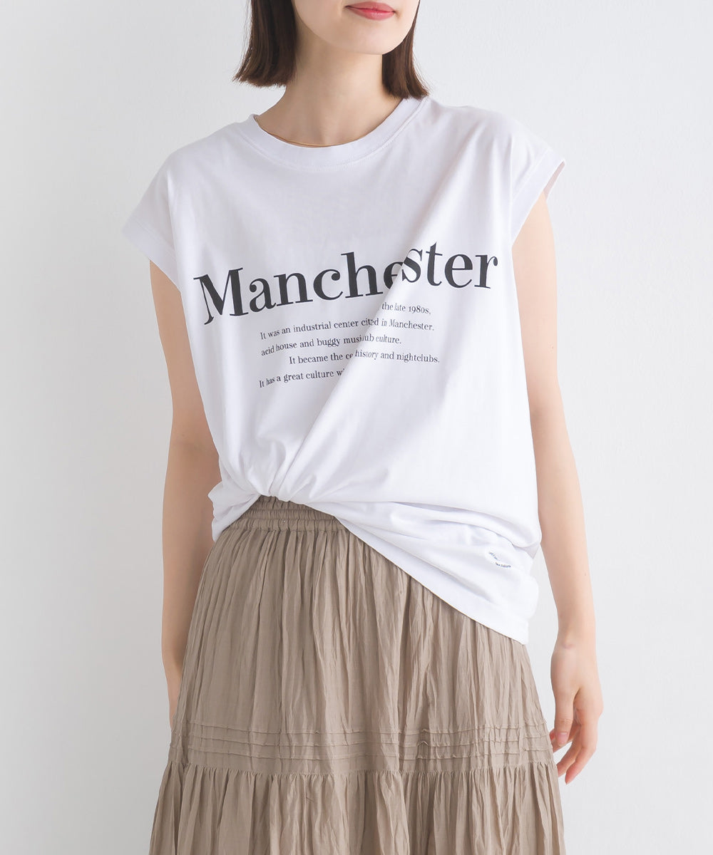 【OMNES】バイオポリウォッシュノースリーブプリントTシャツ【1524-5515】