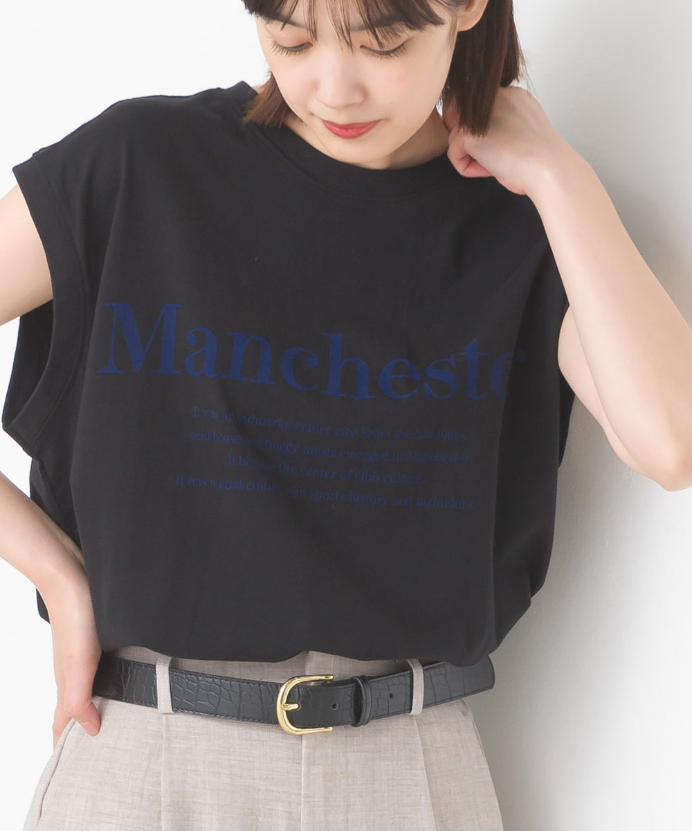 【OMNES】バイオポリウォッシュノースリーブプリントTシャツ【1524-5515】