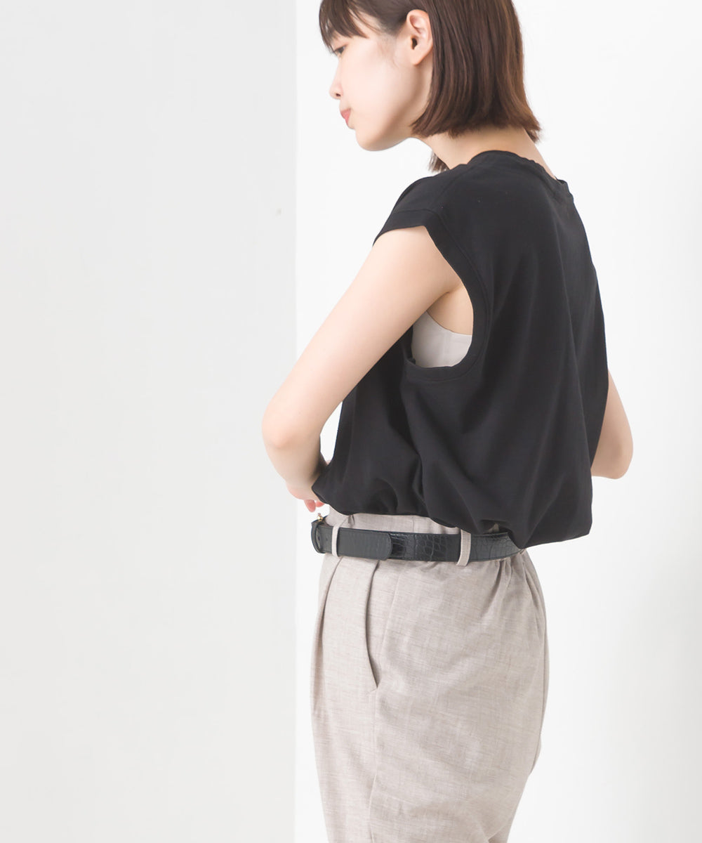 【OMNES】バイオポリウォッシュノースリーブプリントTシャツ【1524-5515】