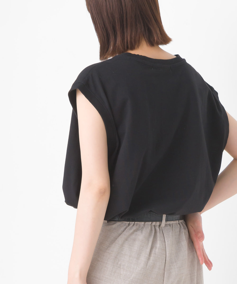 【OMNES】バイオポリウォッシュノースリーブプリントTシャツ【1524-5515】