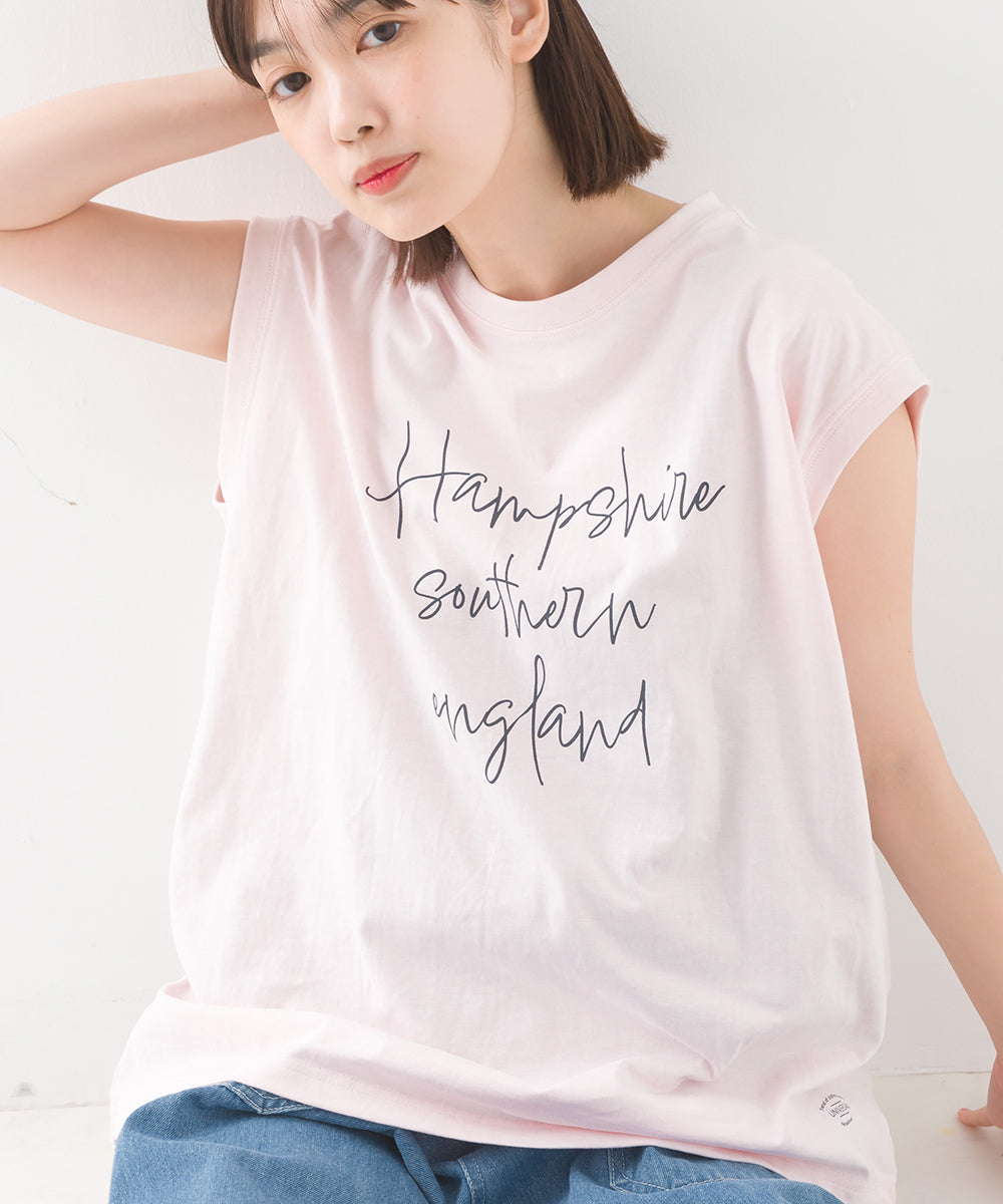 【OMNES】バイオポリウォッシュノースリーブプリントTシャツ【1524-5515】
