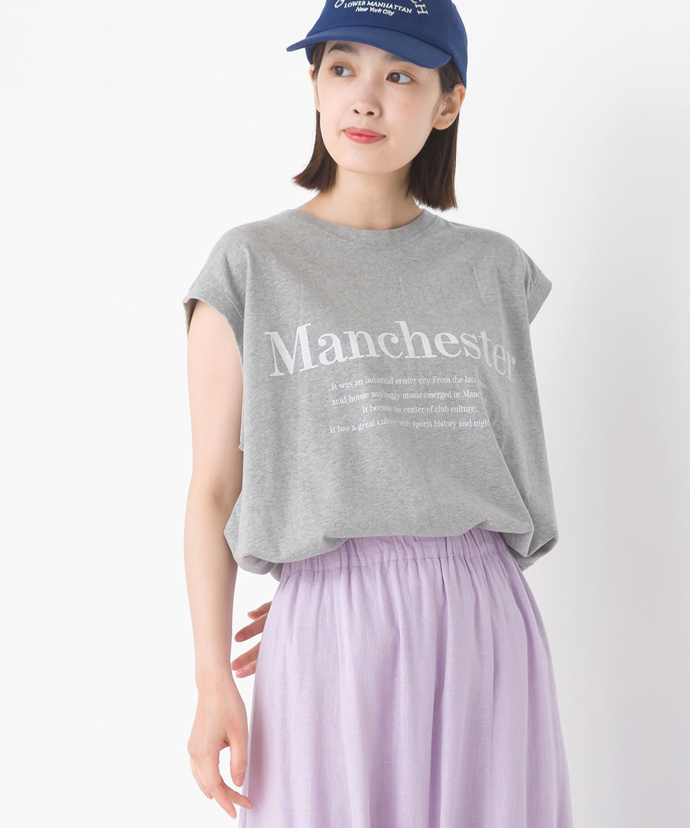 【OMNES】バイオポリウォッシュノースリーブプリントTシャツ【1524-5515】