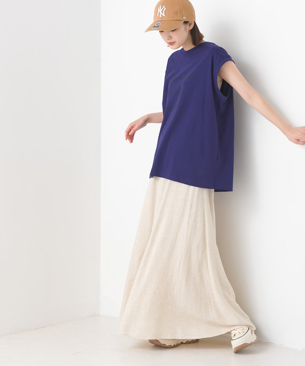 【OMNES】バイオポリウォッシュノースリーブプリントTシャツ【1524-5515】