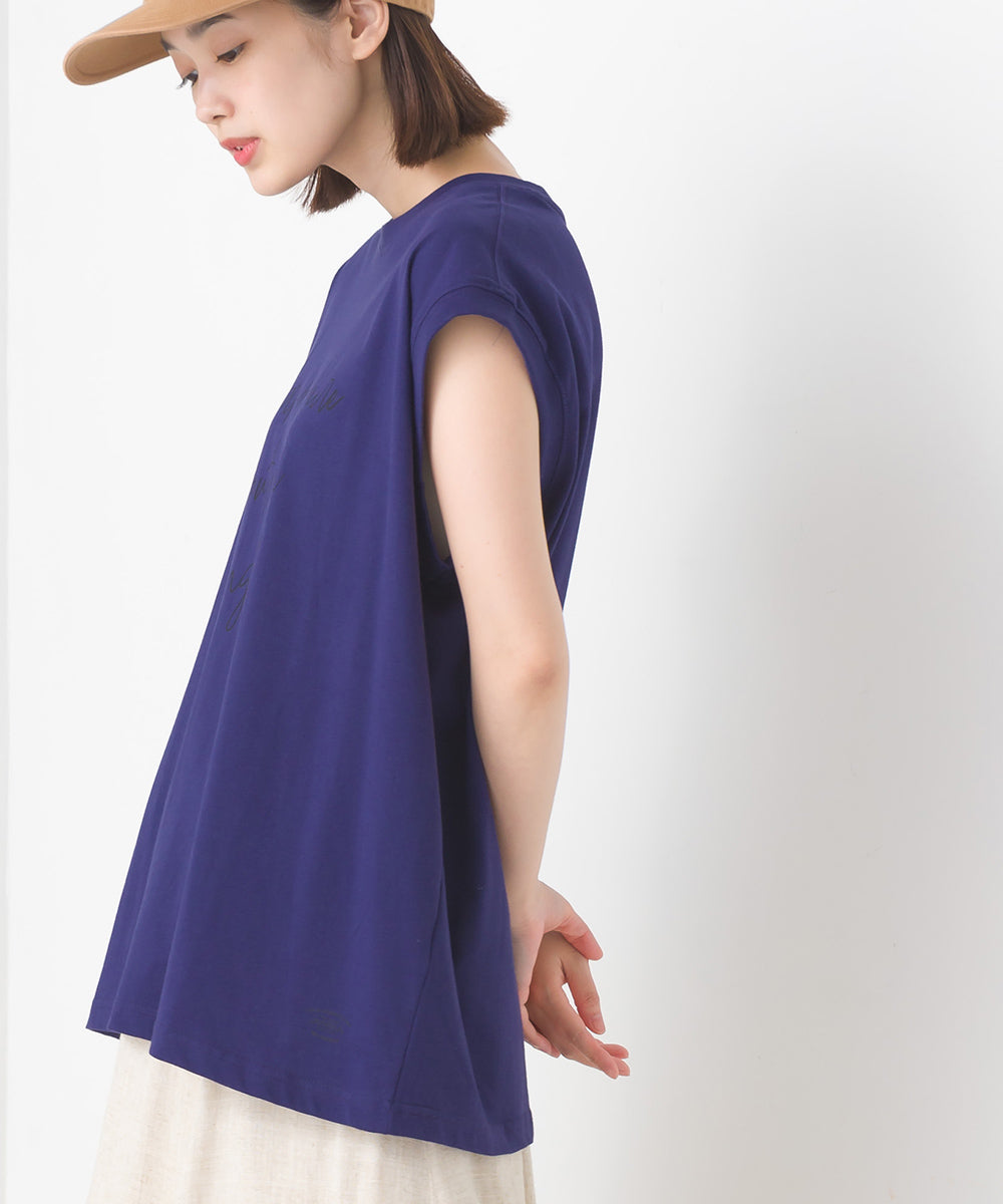 【OMNES】バイオポリウォッシュノースリーブプリントTシャツ【1524-5515】