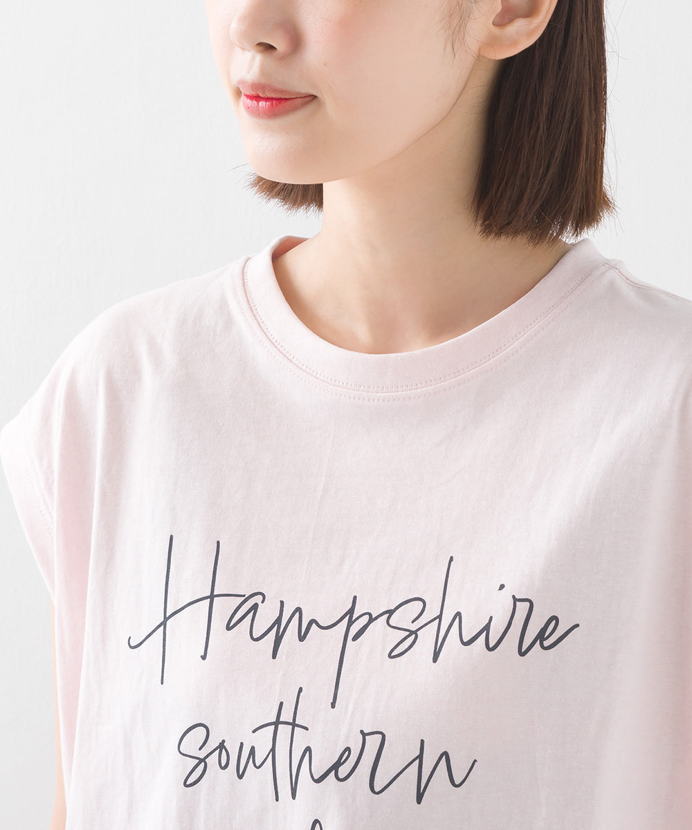 【OMNES】バイオポリウォッシュノースリーブプリントTシャツ【1524-5515】