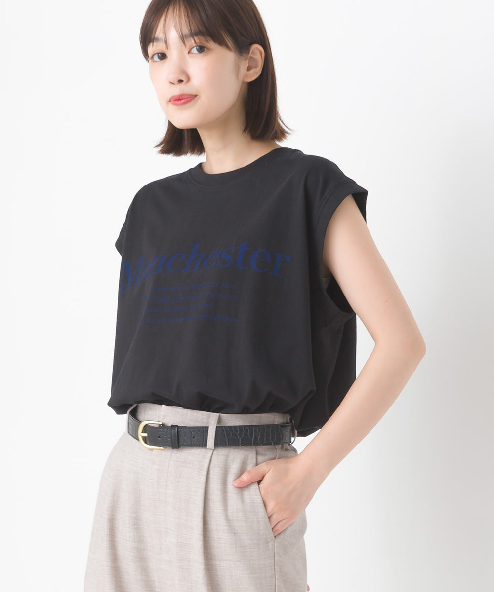 【OMNES】バイオポリウォッシュノースリーブプリントTシャツ【1524-5515】