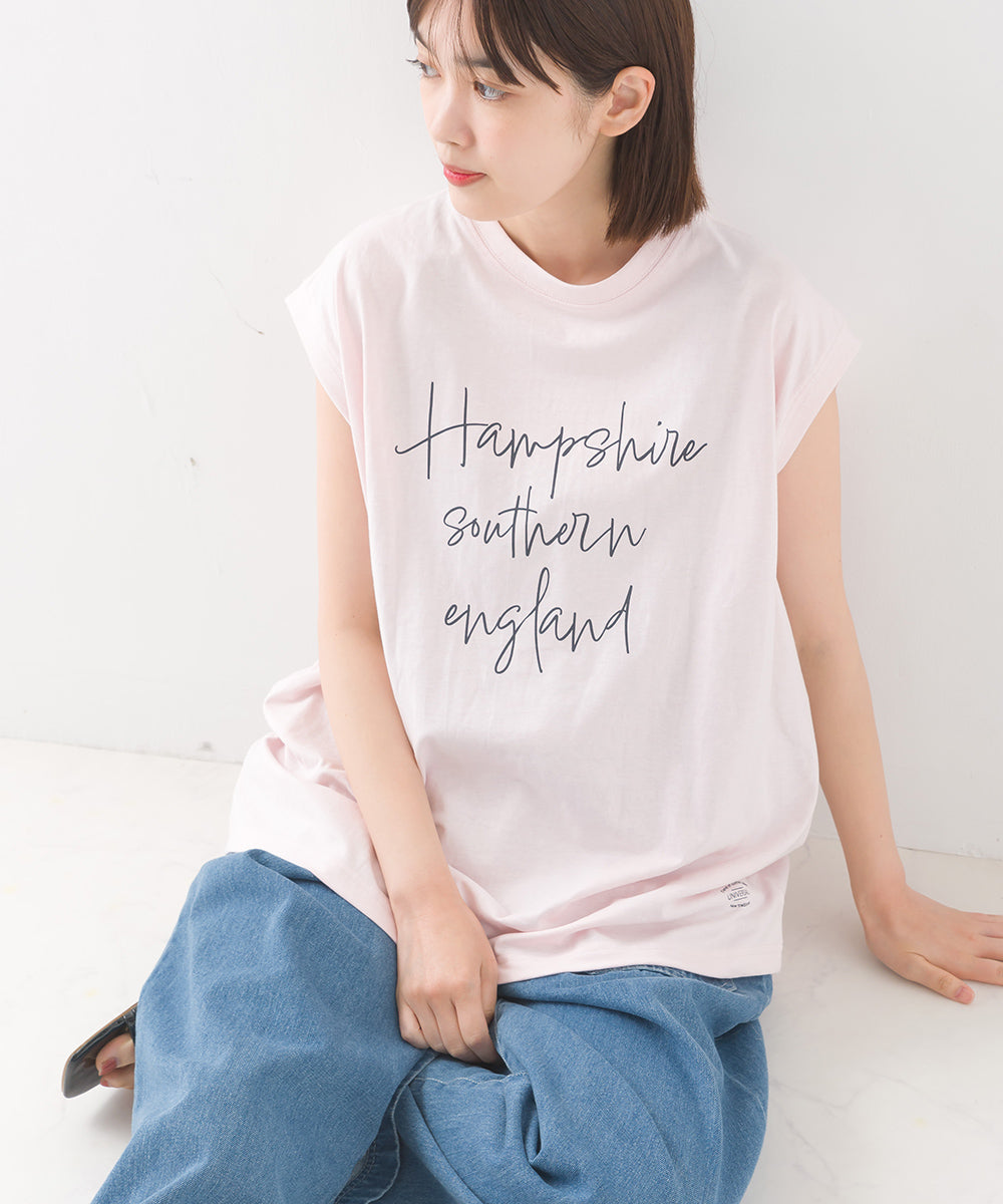 【OMNES】バイオポリウォッシュノースリーブプリントTシャツ【1524-5515】