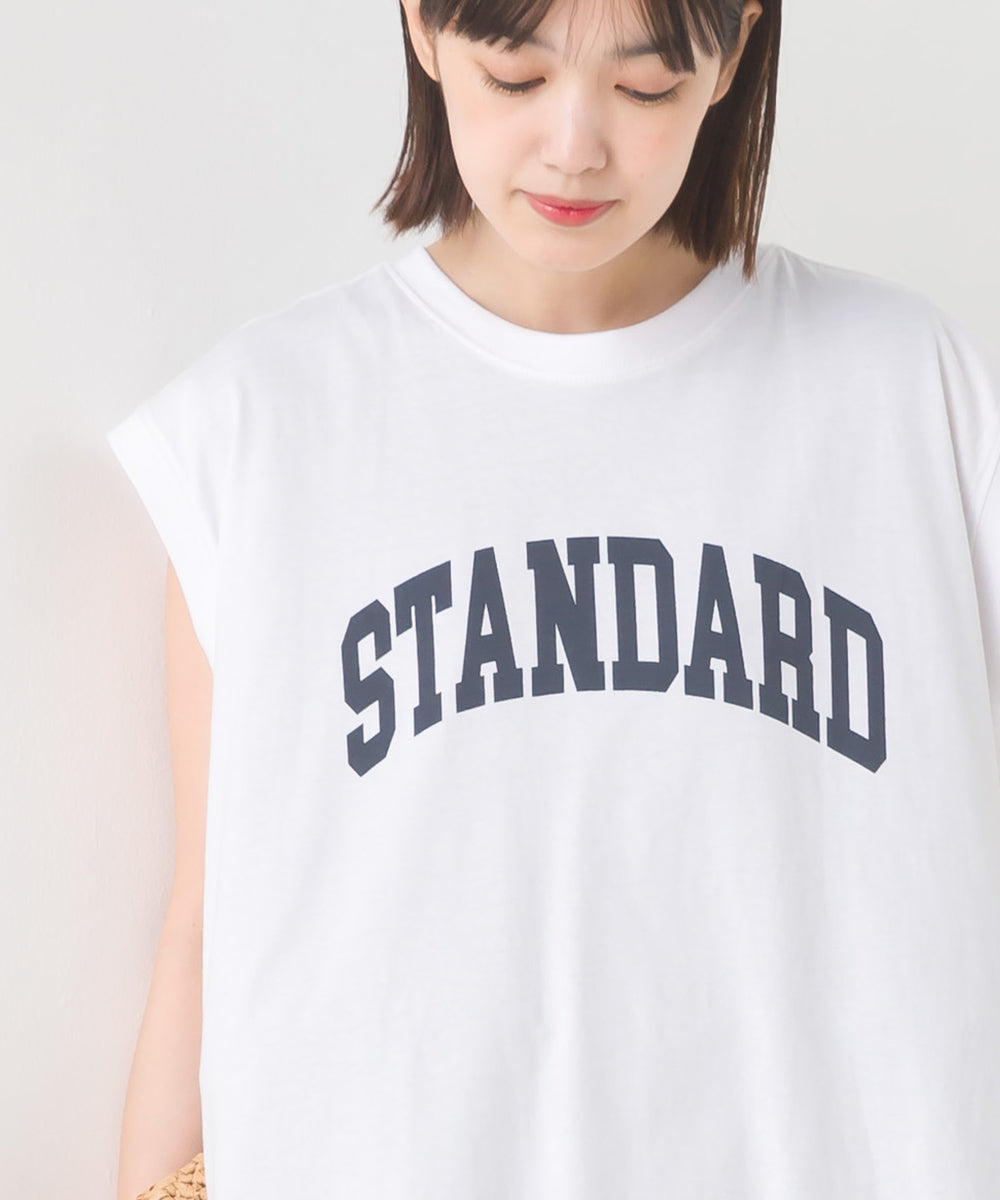 【OMNES】バイオポリウォッシュノースリーブプリントTシャツ【1524-5515】