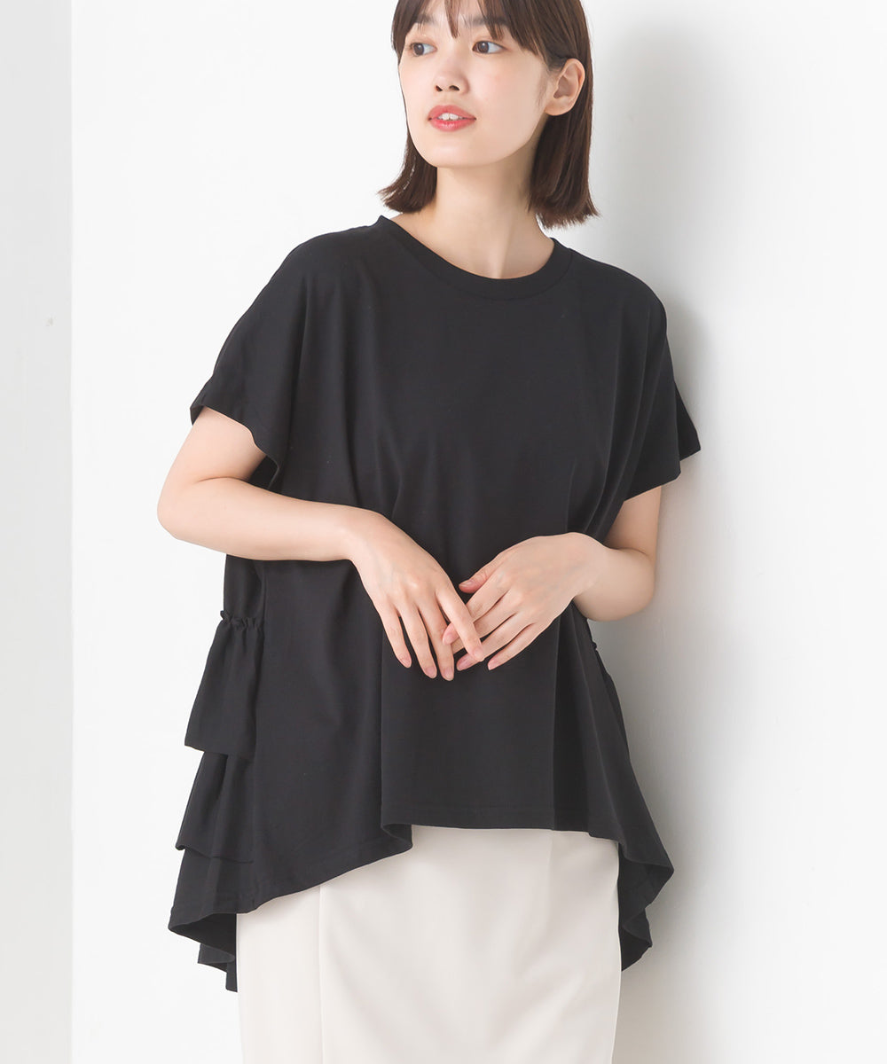 【OMNES】バイオポリウォッシュバックフリルプルオーバーTシャツ【1524-5518】