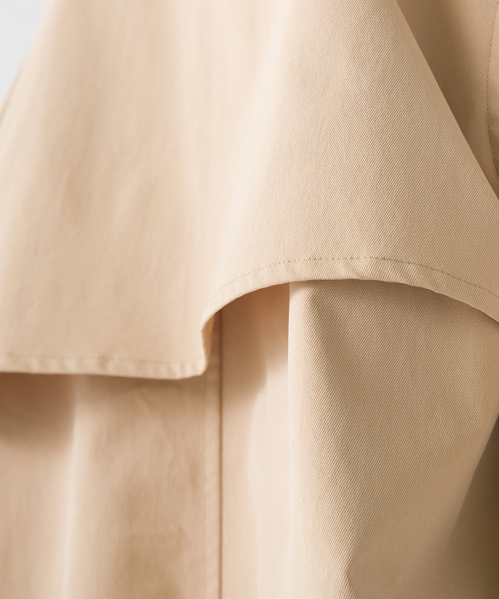 【OMNES】ツイルスタンドリブカラー Aラインコート【1524-7206】