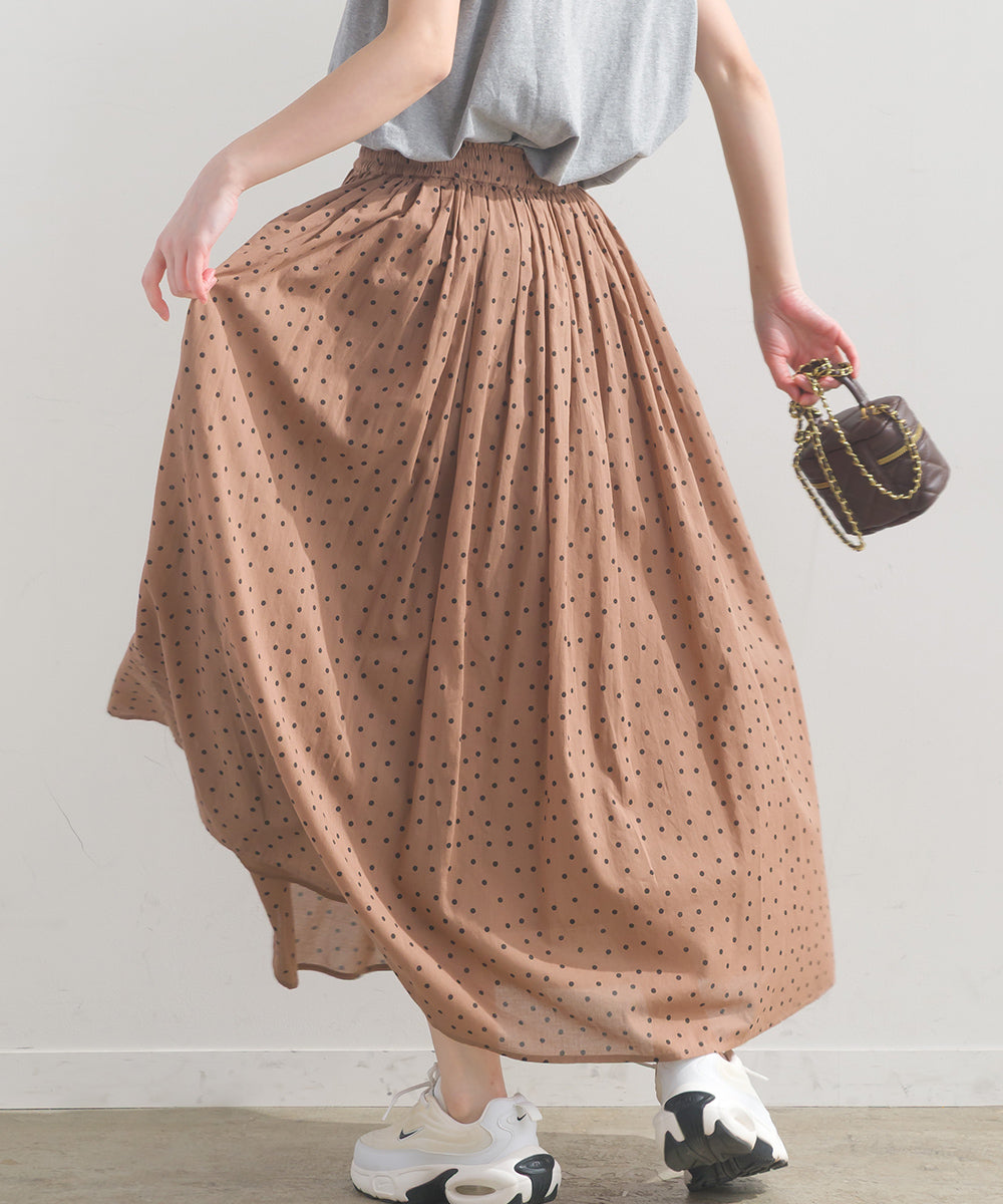 【OMNES】コットンボイル総柄ギャザースカート【1524-8060】