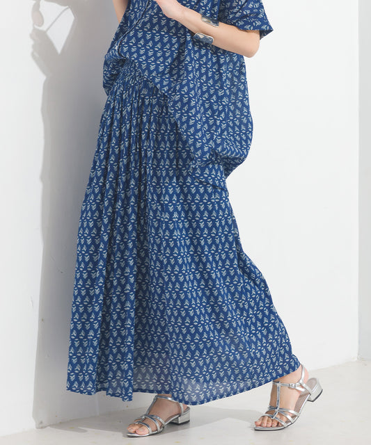 【OMNES】コットンボイル総柄ギャザースカート【1524-8060】